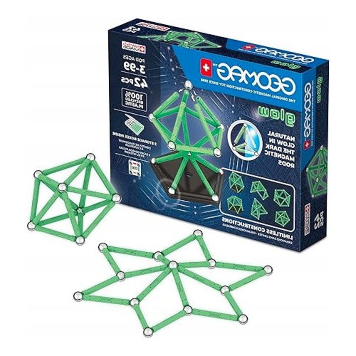 Set de constructie Geomag Magnetic alb 329 piese
