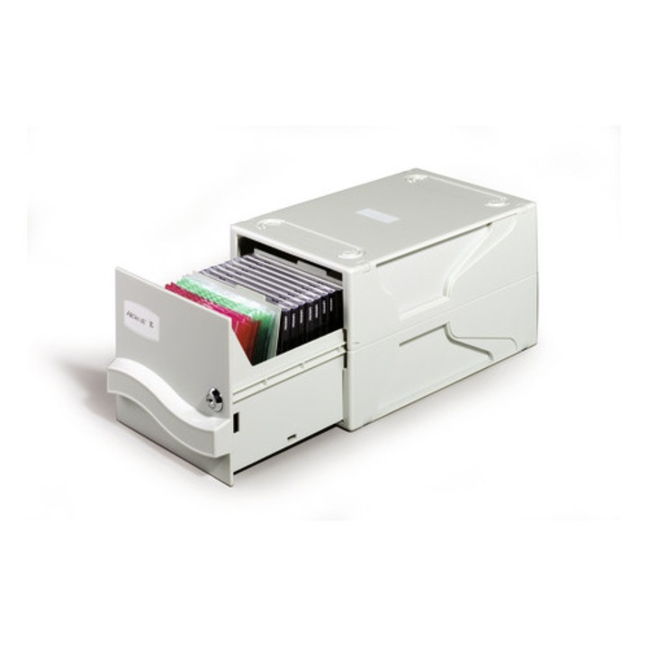 Cutie pentru CD DVD Durable Multimedia Box, gri, 19x16.5x30.5cm, capacitate 26 discuri