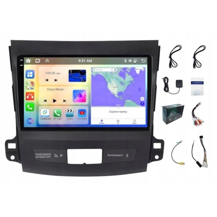 Radio navigatie auto Projack Outlander Peugeot 9inch QLED Android 4GB 64GB