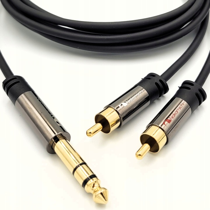 Cablu audio Nakamichi 2x RCA 1x jack 6,3mm stereo 1,5m