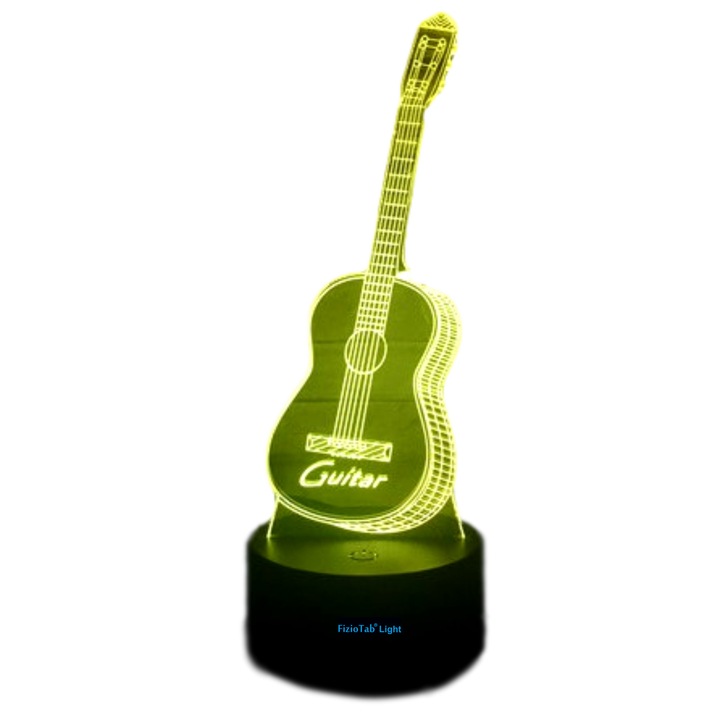 Lampa De Veghe 3D LED Chitara, FizioTab® Light, 7 Culori, Lumina Ambientala, Alimentare USB