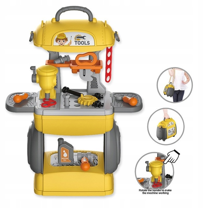 Set atelier copii 3 in 1, portabil, 28 piese, multicolor, 32x47x14cm