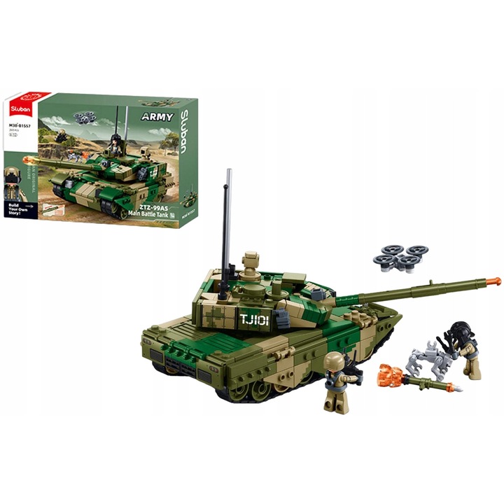 Set constructie Sluban tanc ZTZ-99AS 391 piese 1:44 verde