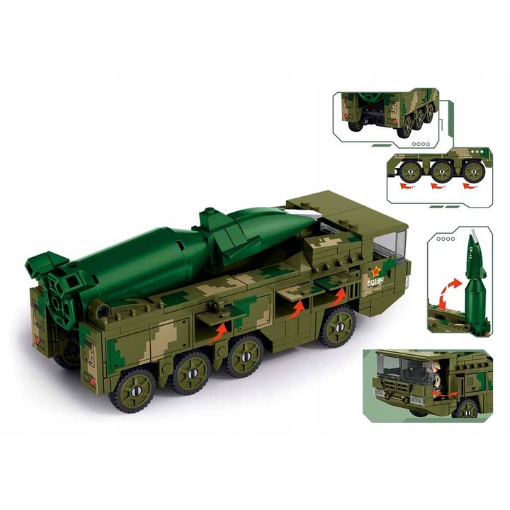 Set constructie Sluban Army DF-17S, 216 piese, verde militar, 1:55