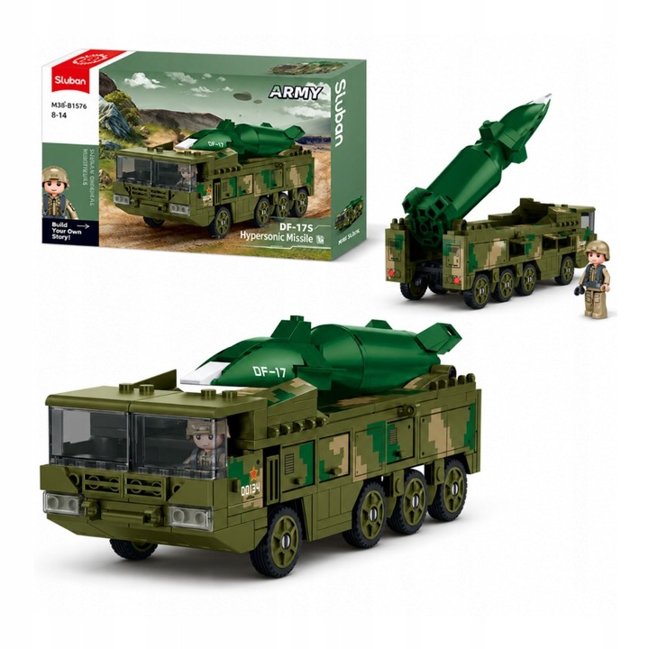 Set constructie Sluban Army DF-17S, 216 piese, verde militar, 1:55