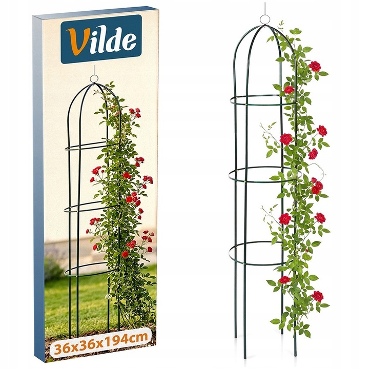 Pergola gradina Vilde obelisc metalic verde 36x36x194cm