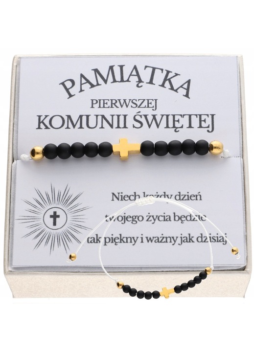 Детска гривна ArtWings оникс хематит бял регулируема 12x25см