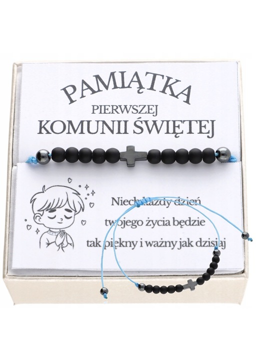 Гривна за момчета ArtWings оникс хематит синя 12x25см