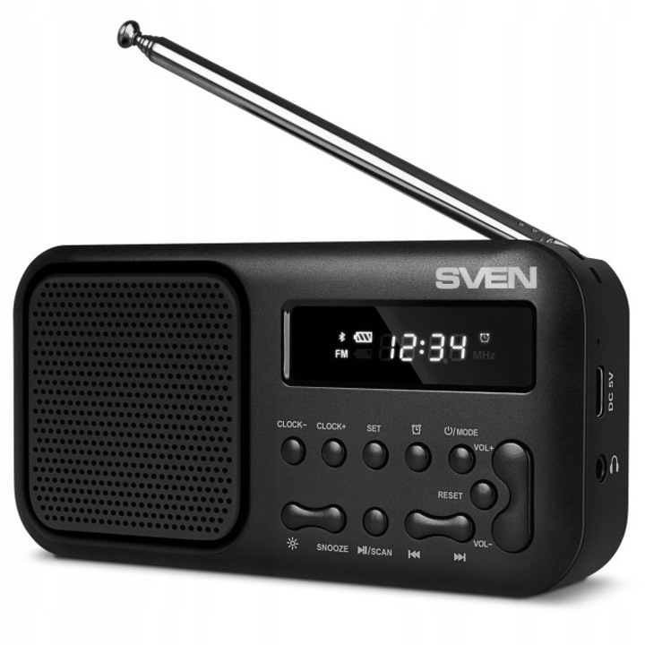 Radio portabil Sven SRP-50 Bluetooth LED negru 130x65x27mm