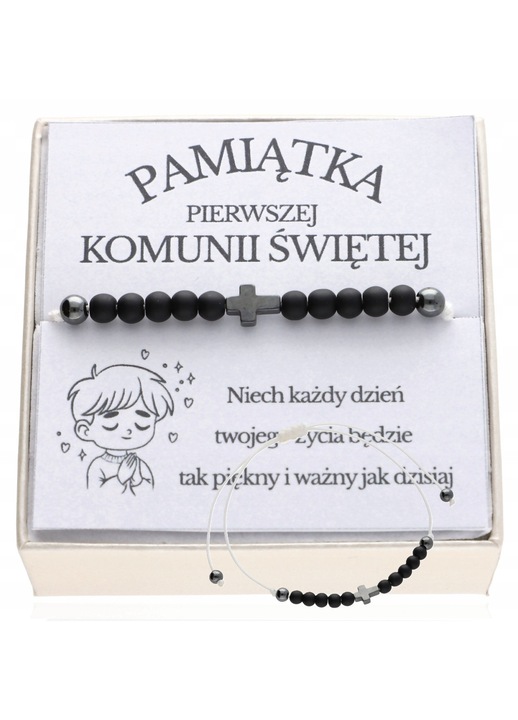 Детска гривна ArtWings оникс хематит бял 12x25см комплект