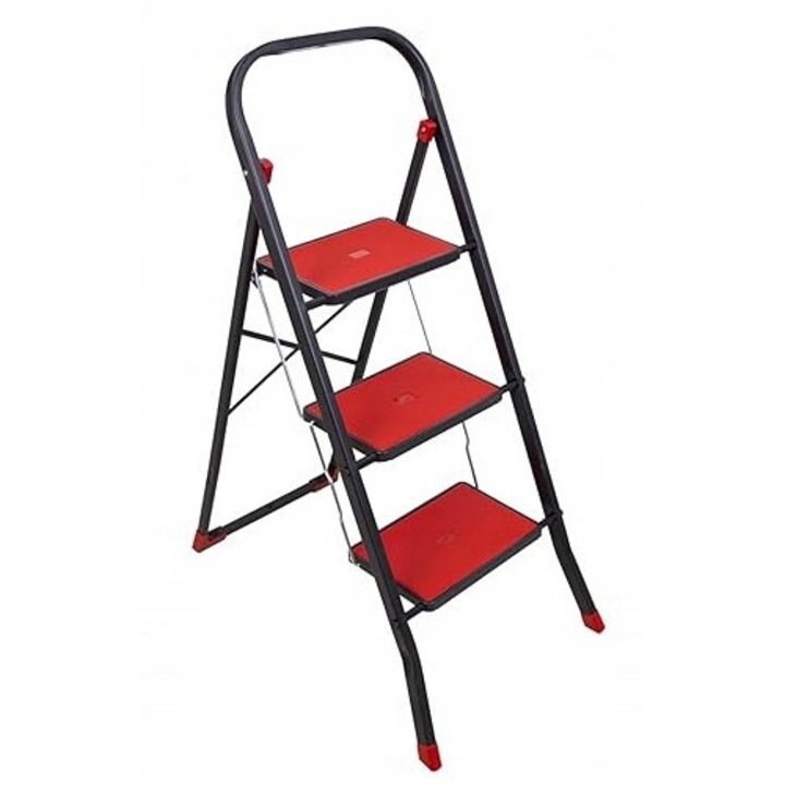 Scara pliabila, 3 trepte, otel, antiderapant, 75x48x116cm, 5.2kg
