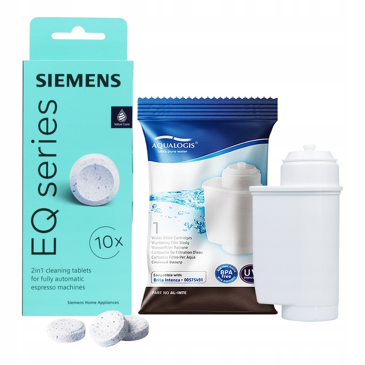 Set filtru apa Aqualogis AL-Inte 15x12x4cm si tablete curatare Siemens TZ80001 10 buc