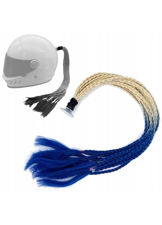 Set 12 cozi impletite DKM pentru casca, fixare ventuza si banda adeziva, 60-70cm