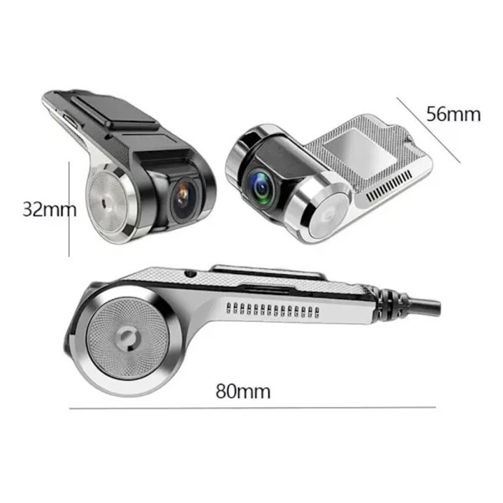 Camera auto DVR 1080P, 170°, argintiu-negru, 10x6cm