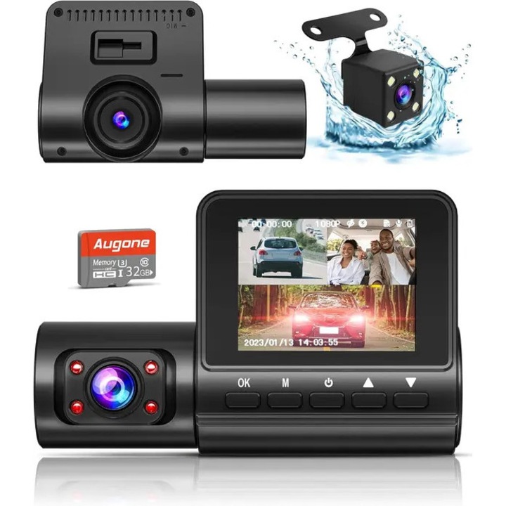 Camera auto DVR 4K Full HD, vedere fata-spate, vedere nocturna, 32GB, 1080x1920px