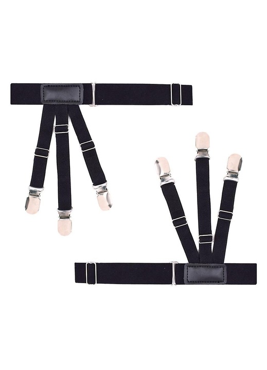 Bretele pentru camasa, set 2 bucati, negru, 46x2.5x2.5cm, elastic