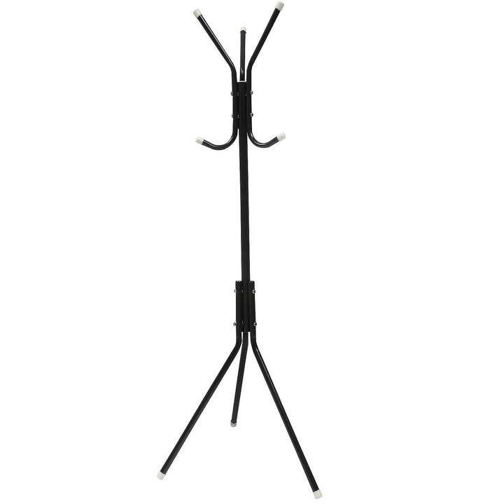 Cuier de podea suport haine metalic cu 6 carlige, negru, 115 cm