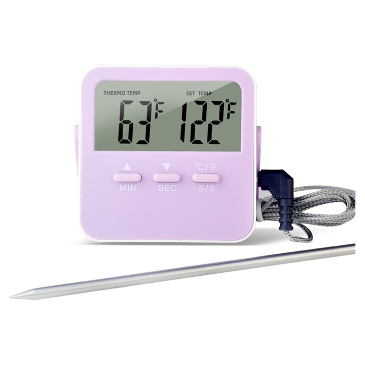 Termometru bucatarie digital cu alarma si timer, multicolor, 175mm