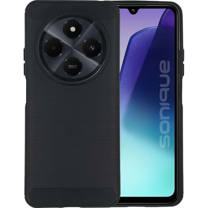 Husa telefon Sonique Carbon Brushed negru TPU 14Cx7.5cm