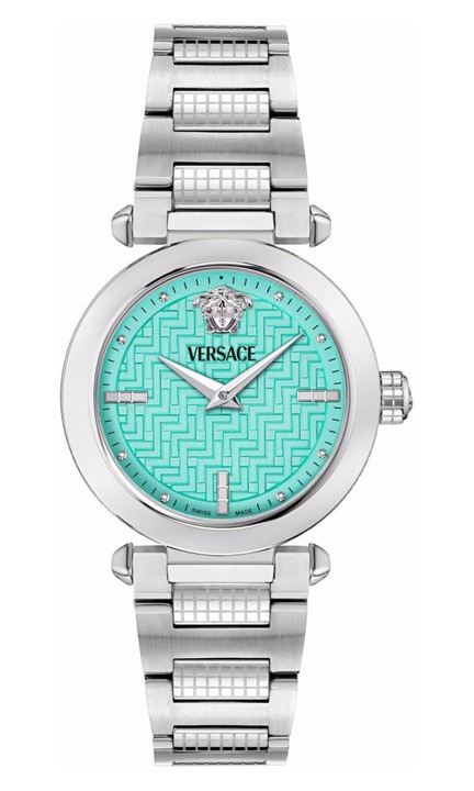 Ceas dama Versace VE5B00225, albastru-silver, 35x8mm, otel inoxidabil
