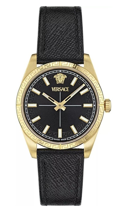 Ceas dama Versace VE0E00125, negru-galben, 32x7mm, quartz, safir, 30m