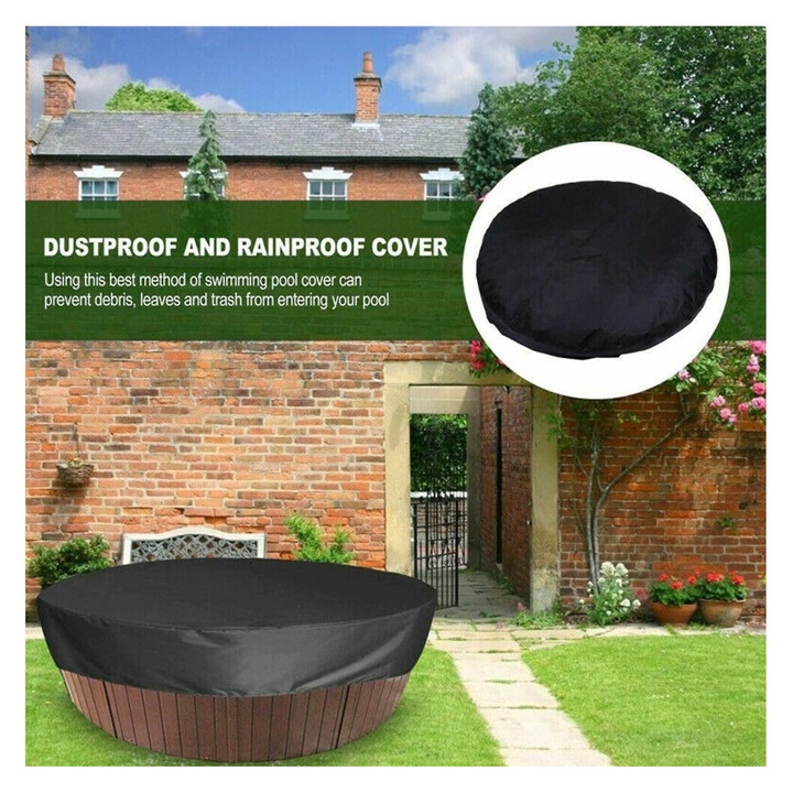 Acoperis rotund pentru cada, protector spa, rezistent la apa si UV, 215x70cm, alb