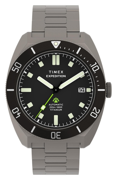 Ceas barbatesc Timex TW2Y63800 automat GMT, elegant, gri, 41x13mm