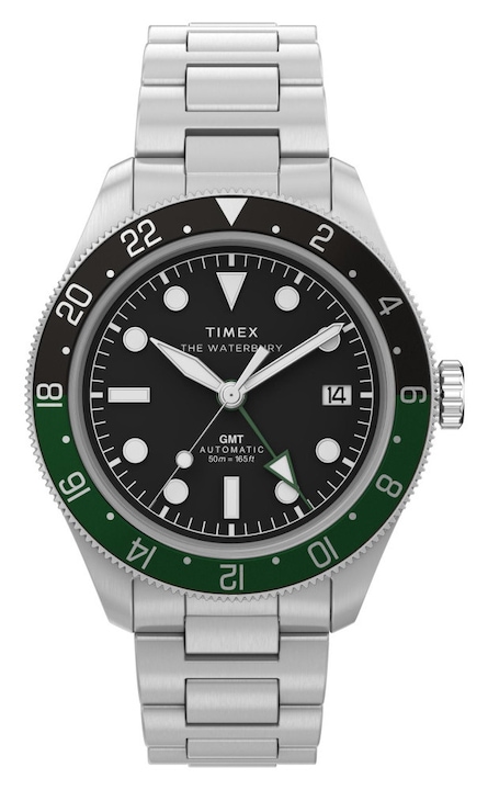 Ceas barbatesc Timex Waterbury Heritage automat GMT argintiu negru 41x14mm