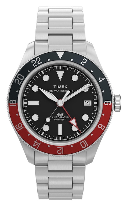 Ceas barbatesc Timex Waterbury Heritage automat GMT argintiu 41x14mm