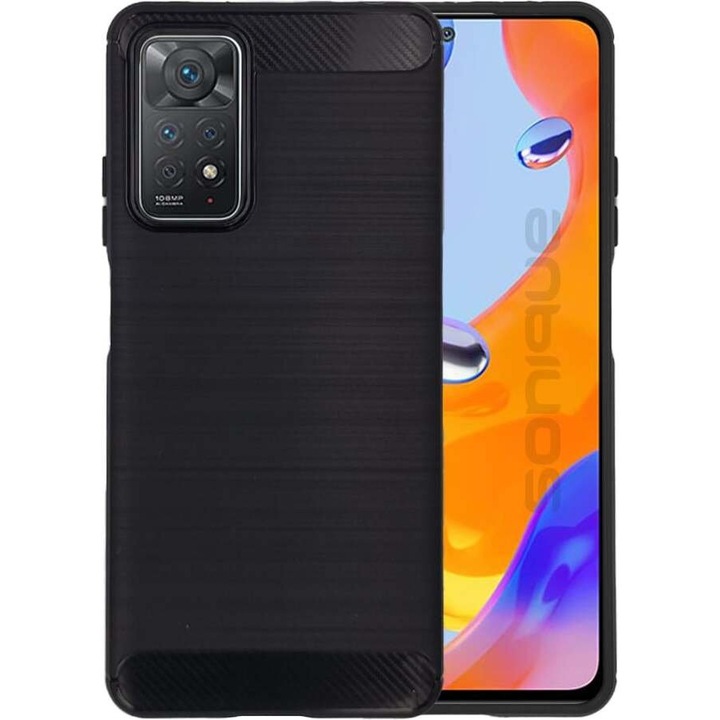 Husa telefon Sonique Carbon Brushed, TPU, negru, Redmi Note 11 Pro 4G/5G x Redmi Note 12 Pro 4G
