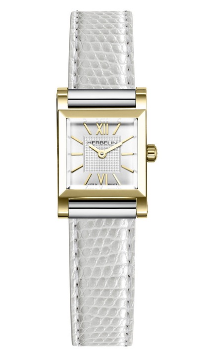 Ceas dama Michel Herbelin Antares elegant alb 19x7mm
