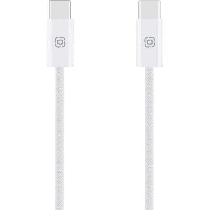 Cablu USB-C OBALME Super Fast, 100W, alb, 1m, impletit nylon