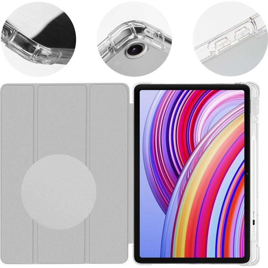 Husa tableta OBALME MistyTab gri deschis 2 pozitii slot stilou 3 culori