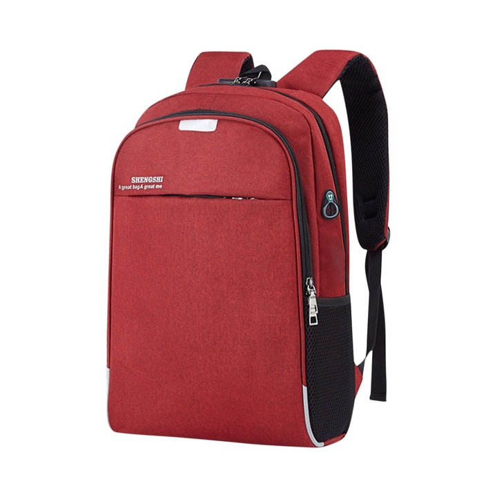 Rucsac laptop, slim, rezistent, cu port USB, 46x30x13cm, multicolor