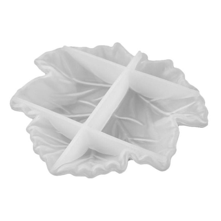 Forma silicon frunza artar, alb, 15.2x13.5x2.9cm, pentru rasina epoxy