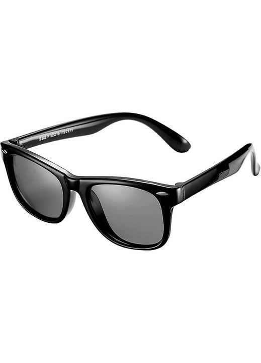 Ochelari de soare copii, rame flexibile, lentile polarizate, negru, 45mm
