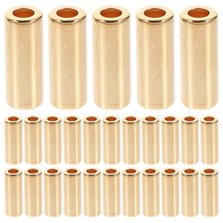 Set 30 accesorii tub aliaj pentru snur, auriu, 2x0.7x0.7cm