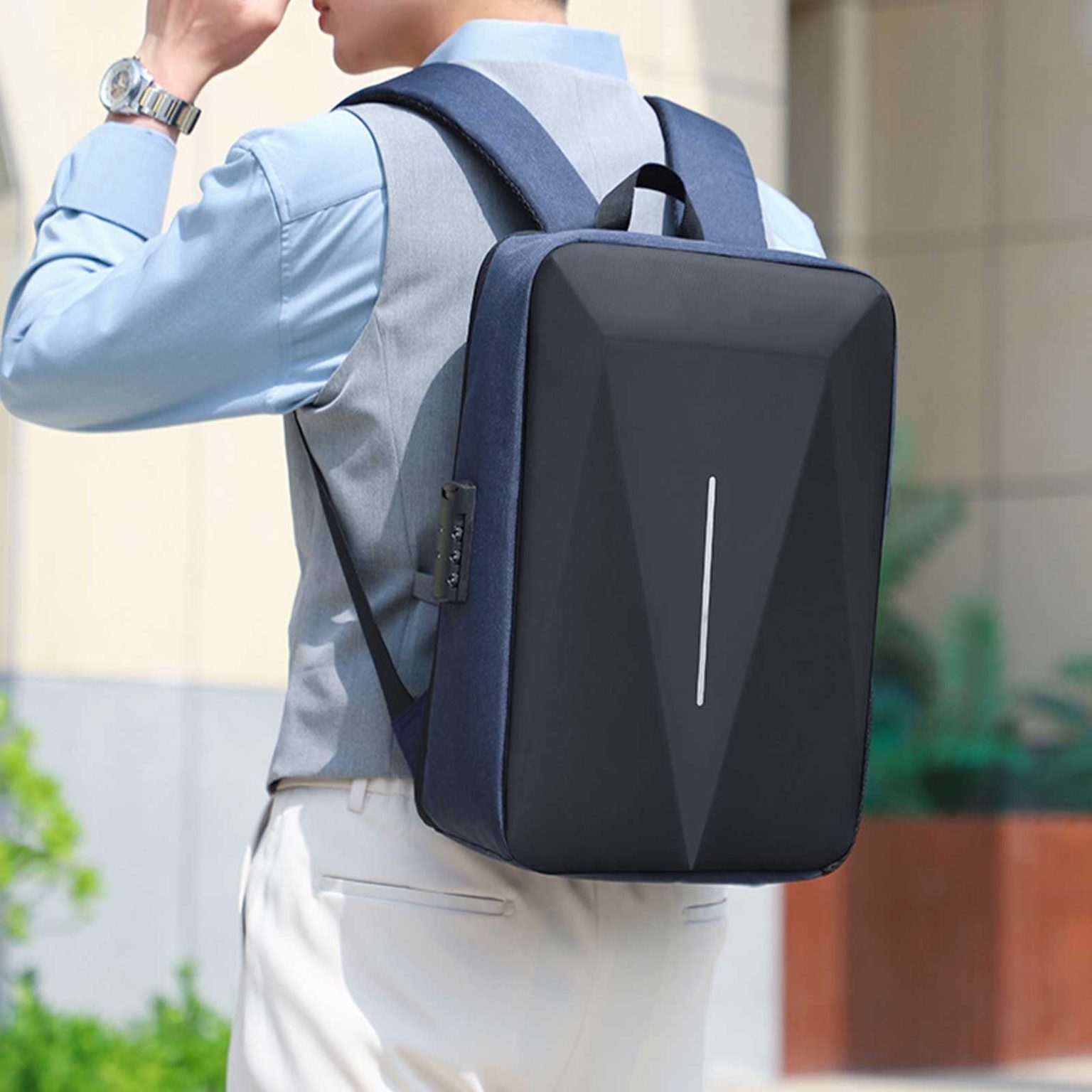 Rucsac laptop 18 inch, negru, slim, capacitate mare, 45x28x8cm