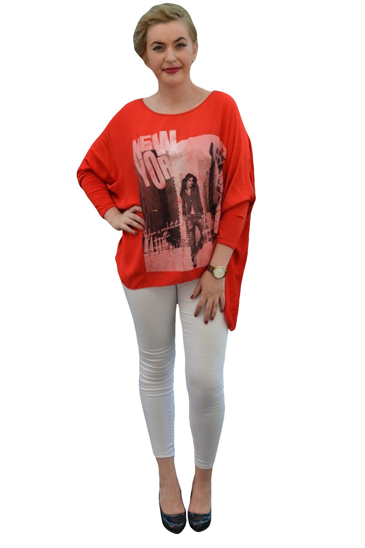 Tricou chic, croi asimetric, maneci lejere,masura mare,D&J Exclusive, Rosu