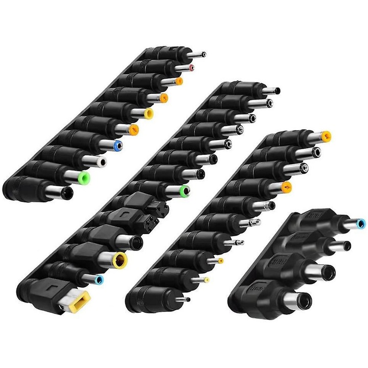 Set adaptor alimentare laptop universal 38 piese, negru
