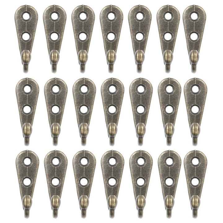Set 30 carlige perete aluminiu bronz 3.1x1.8x1.5cm