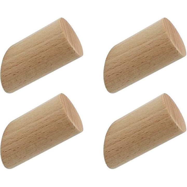Set 4 cuiere din lemn, unghi 45, maro, 3x6cm