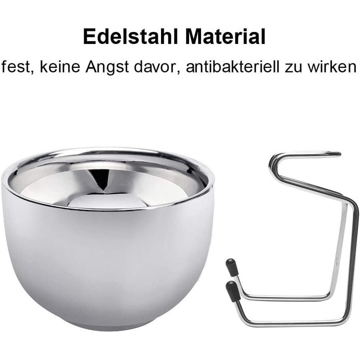 Set barbierit 3 in 1, perie par bursuc, suport inox, lemn, multicolor, 10x8.3x5.7cm