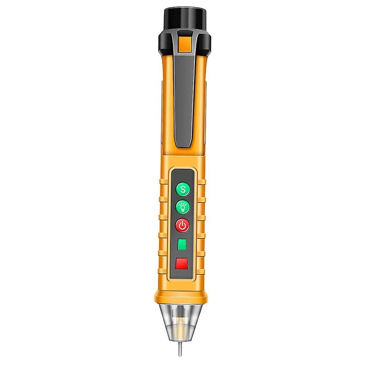 Tester tensiune non-contact, 16.24x3.16x2.87cm, galben, multifunctional