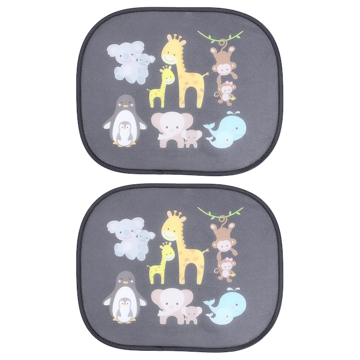 Set 2 Parasolare Auto, PVC, Protectie UV, 44x36x0.5cm, Negru