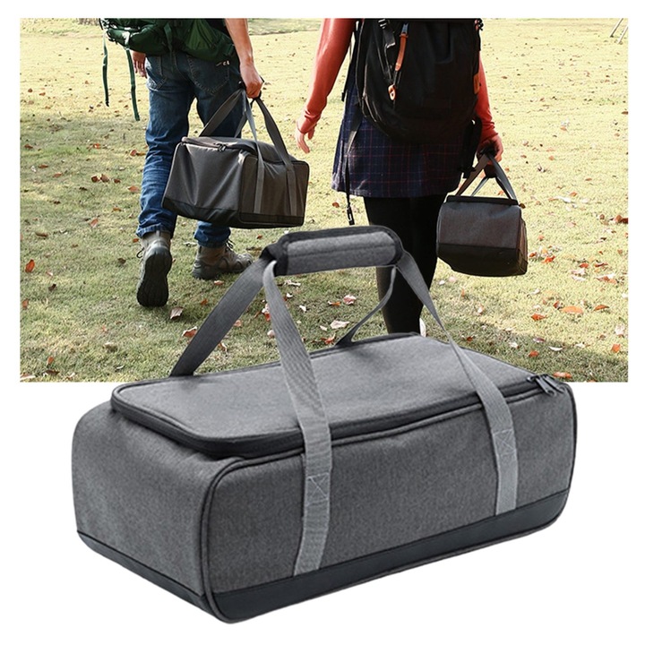 Чанта за пикник 13L, 3 отделения, водоустойчива, сива, 41.5x21.5x15.5см