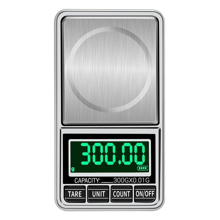 Cantar digital mini profesional argintiu 12.6x1.7cm 500g