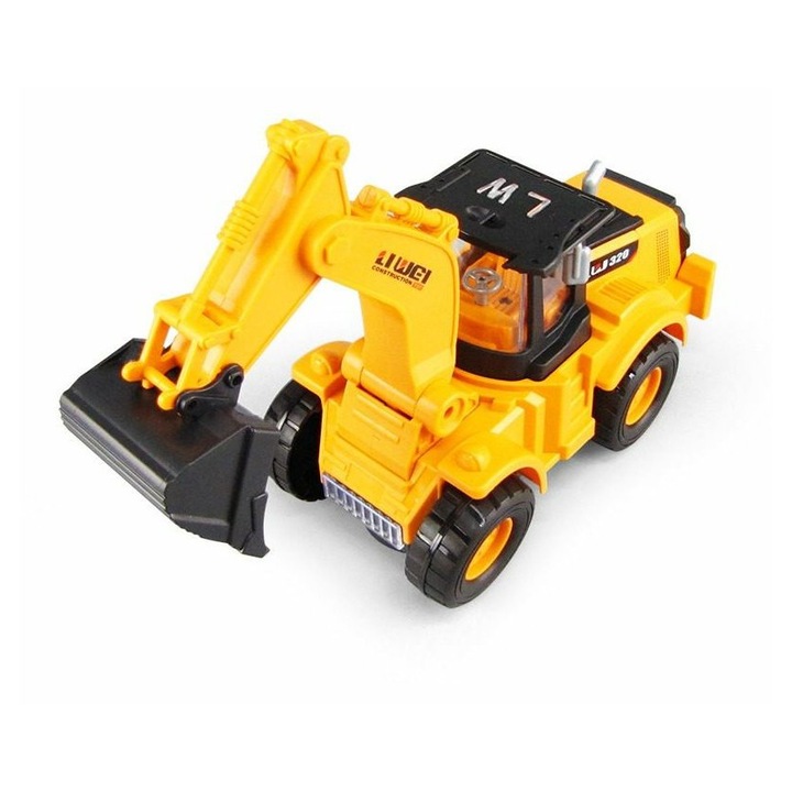 Excavator de jucarie pentru copii, universal, cu lumini si sunete, multicolor, 20x10x15cm