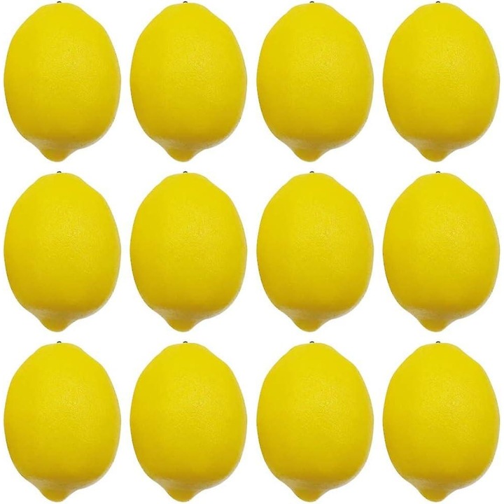 Set 12 fructe artificiale, lamai galbene si verzi, aspect realist, 5cm