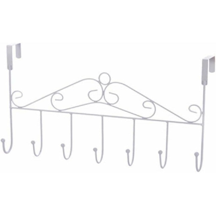 Cuier cu 7 carlige, metal, negru, 42x23x4.7cm